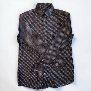 Claiborne Men's Small Geometric Print Button Down Shirt - 100% Cotton